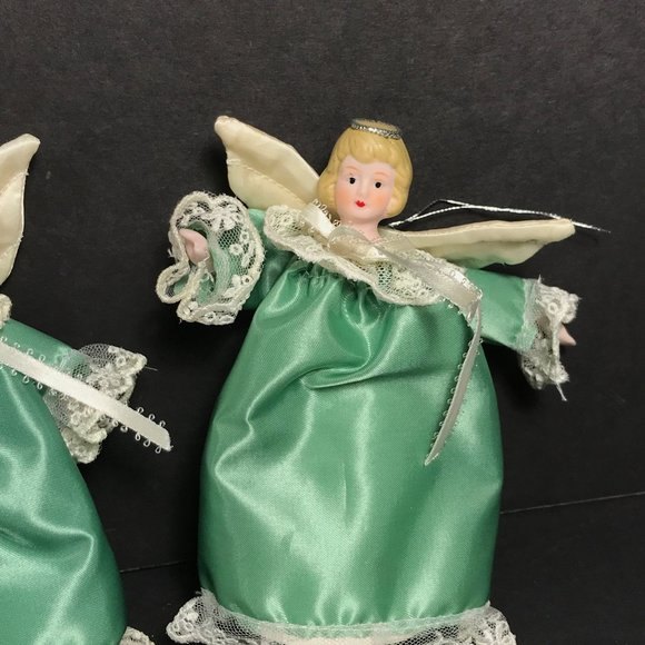 1 Vintage Angel Christmas Ornament, porcelain head arms angel small tree topper - Picture 5 of 10